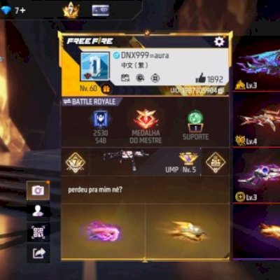 conta free fire gemada prime nivel 7 com 6 evolutivas