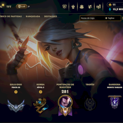 CONTA LOL PRATA 3 COM 135 SKINS