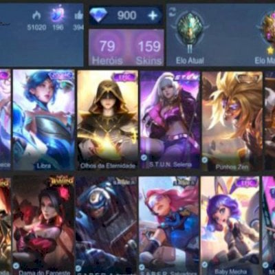 CONTA MOBILE LEGENDS COM 159 SKINS e 900 DIAMANTES