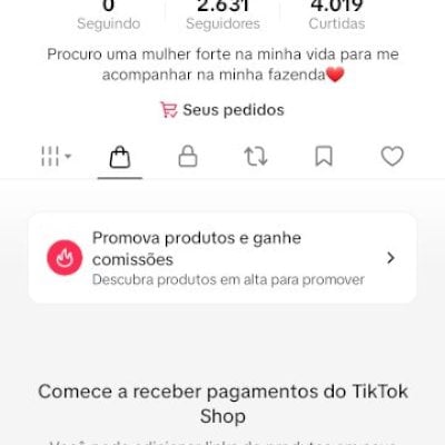 CONTA DO TIKTOK COM SHOP ATIVO +2,6K SEGUIDORES (ENGAJAMENTO REAL)