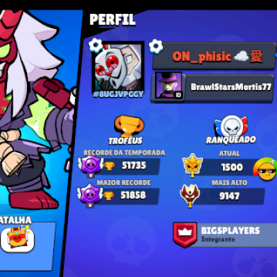 Conta de Brawl Stars a venda 97/97 Brawlers, 11 skins de hipercarga, Rank Mestre