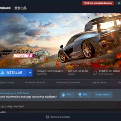 conta stream com forza horizon 4 todas as dlc  e eurotruck e human fall flat