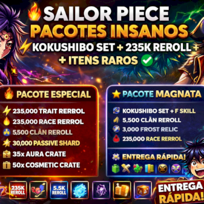 🔥 SAILOR PIECE PACOTES INSANOS ⚡ KOKUSHIBO SET + 235K REROLL + ITENS RAROS |DVN
