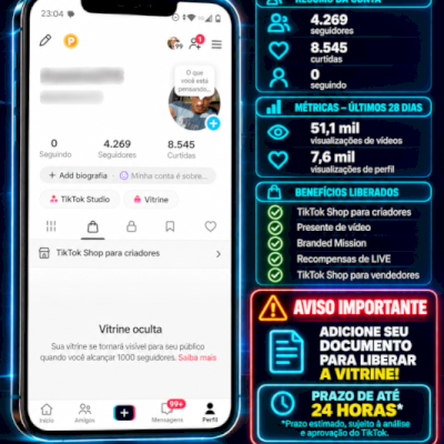 TikTok Shop BR | 4,2K seguidores | Sem restrições | 8,5K curtidas