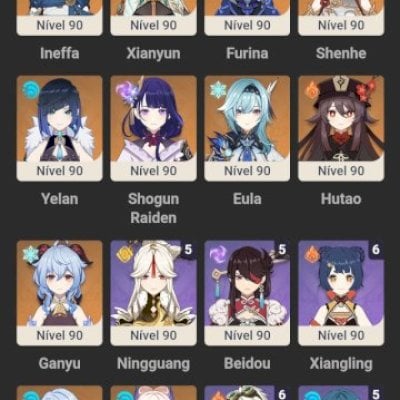 Conta Genshin Impact 18T 5/ 7 Biss + 10/29 giros