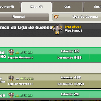 Clã nível 18 na liga MESTRE 1.