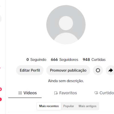 CONTA TIK TOK 666 SEGUIDORES E 948 CURTIDAS (CONTAS TIK TOK)