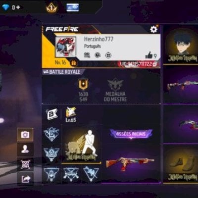 CONTA DE FF COM SKIN DO MEGUMI E SKINS E COM O PASSE ATUAL PAGO