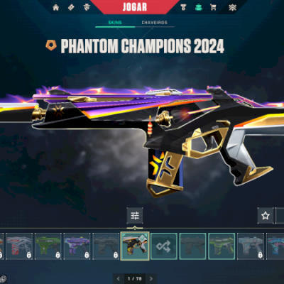 valorant platina 2, 10skins sendo entre valdal e phanton, incluindo champions