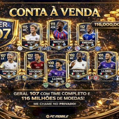 🔥 CONTA FC MOBILE À VENDA – TIME FORTE + 116 MILHÕES DE MOEDAS 🔥
