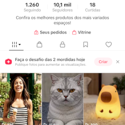 Conta TikTok com TikTok shop ativado e 10 mil seguidores