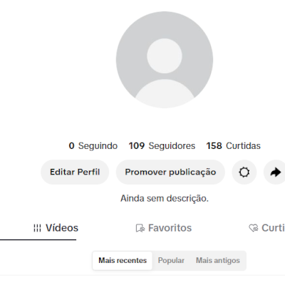 CONTA TIKTOK 109 SEGUIDORES E 158 CURTIDAS (CONTAS TIK TOK)