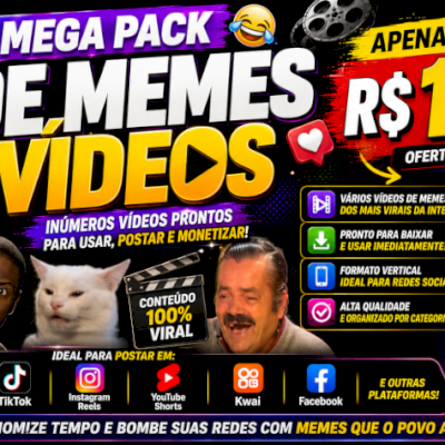 57 Vídeos de Memes –TikTok, Reels, Shorts, Kwai e Facebook-ENTREGA AUTOMÁTICA 🎯