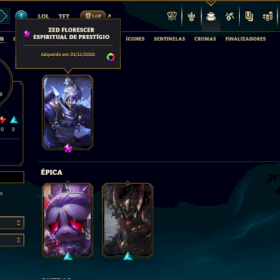 Prata 1 com 50 Champs e 5 Skins +1 Prestigio do Zed