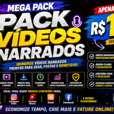 101 Vídeos Narrados – TikTok, Reels, Shorts, Kwai e Facebook-ENTREGA AUTOMÁTICA