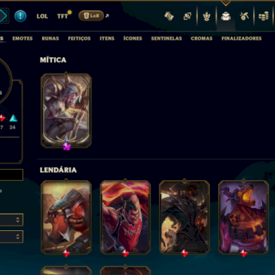 Unranked com 60 Champs e 45 Skins +3000 RP
