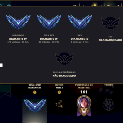 Diamante 4 com 90 Champs e 48 Skins