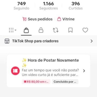 CONTA DO TIKTOK COM SHOP ATIVO +1K SEGUIDORES, LIVES ATIVAS (ENGAJAMENTO REAL)