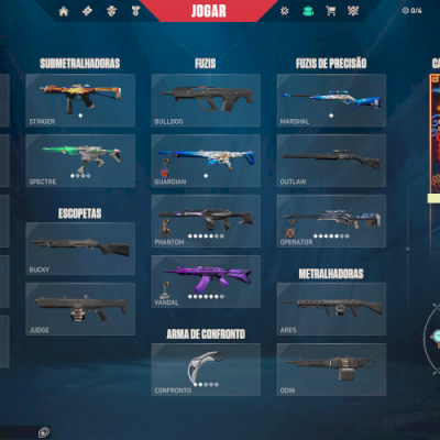 Vendo minha conta pessoal do valorant com 14 skins + diversas skins de passe.