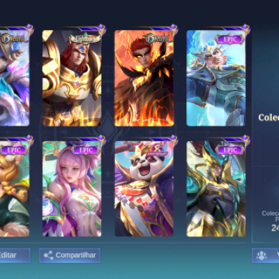 Venda de conta de 5 anos , Mobile legends, skin épicas e temáticas