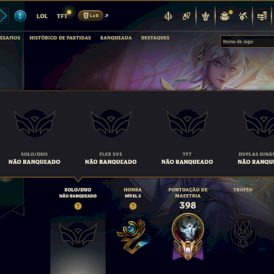 Unranked com 140 Champs e 202 Skins +1 Prestigio