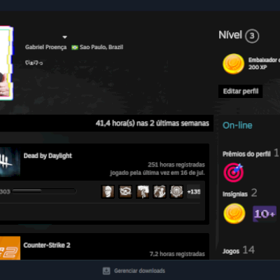 CONTA STEAM 14 JOGOS + CONTA DEAD BY DAYLIGHT C DLCs