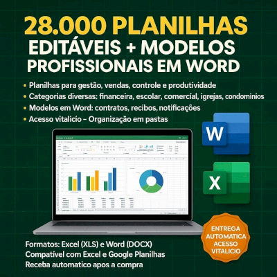 📊📂COMBO Com +28.000 Planilhas De Excel Prontas E Editáveis