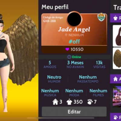 CONTA FEMININA NÍVEL 21, ASA DOURADA DE 250k