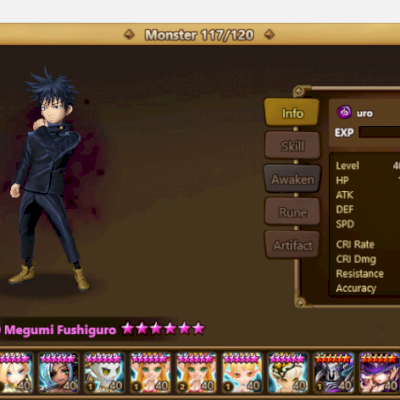 Conta Summoners war mid para end game, 22 nat 5 com Narsha e Megumi Dark.