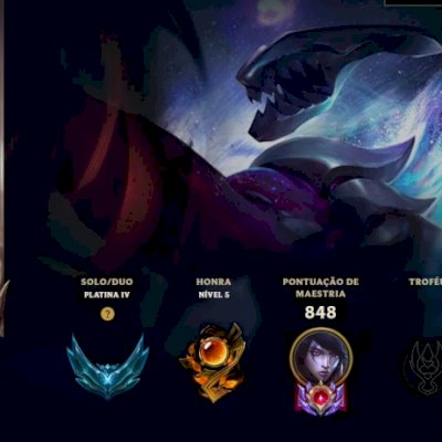 Conta League of Legends 578 skins, honra 5, nunca tomou restrição da riot