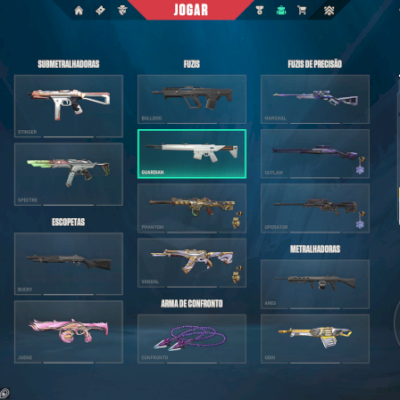 conta de valorant com mais de R$1.500 gastos em skins