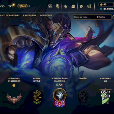 Conta de lol,  sem Elo e com nivel alto