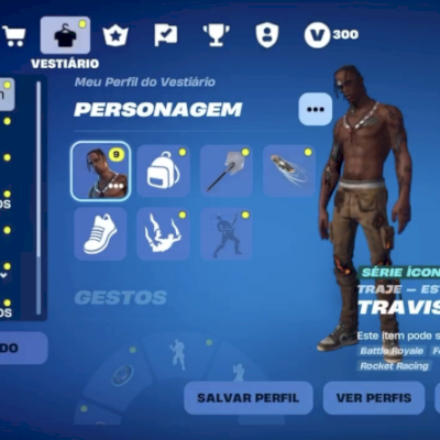 Conta de fortnite com travis scott, machado leviata e salve o mundo