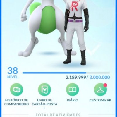 Conta 38, 149 shinys, 120 lendários, 72 100%, 13 shinys 100%, 9 shinys lendários