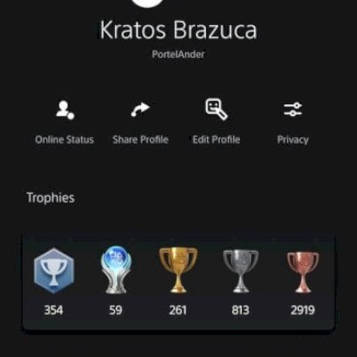 Conta PSN com 62 jogos e 59 platinas