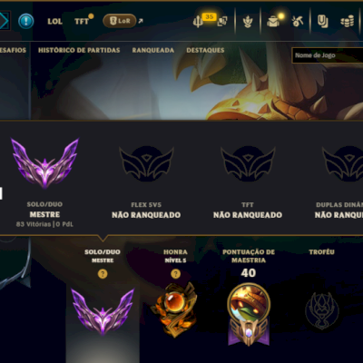 Unranked com 30 Champs e 6 Skins