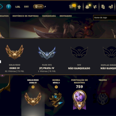 Ouro 4 com TODOS os Champs e 198 Skins ( SUP / ADC ) - ( Nivel 559 )