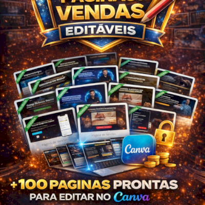 +100 PÁGINAS DE VENDAS EDITÁVEIS NO CANVA – PRONTAS PARA USAR