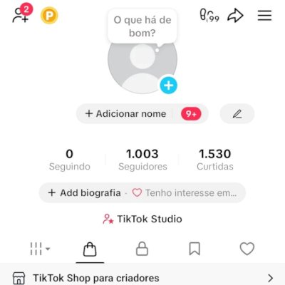 CONTA TIK TOK 1K DE SEG E 1,5K DE CURT (SHOP ATIVO) CONTAS TIK TOK SHOP