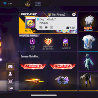 🔥 CONTA FREE FIRE NÍVEL 70 – RARA E COMPLETA 🔥