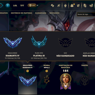 Diamante 4 com 100 Champs e 24 Skins