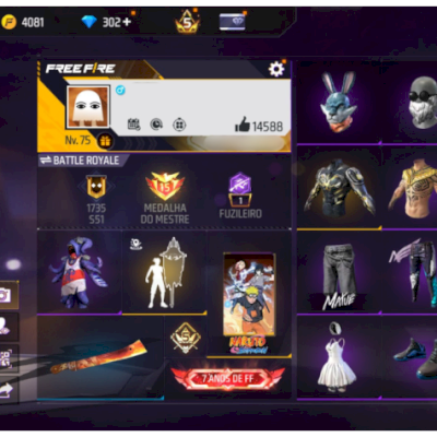 CONTA DE FREE FIRE VETERANA RARA COM SKIN THURZIN/NOBRU+ 20 PASSES ANTIGOS!