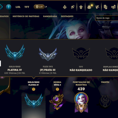 Platina 4 com TODOS os Champs e 67 Skins ( ADC / SUP )