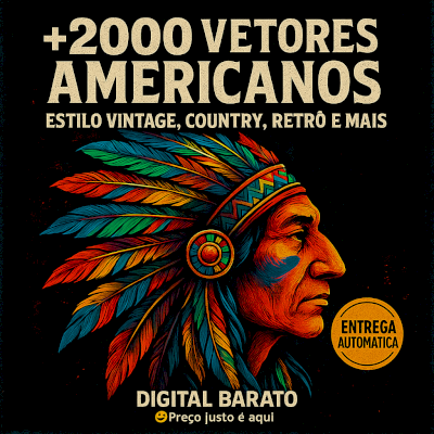 🏜️🏕️🏔️🏈🎃🍩Pacote Com +2.000 Criativos Americanos Vetorizados Exclusivos