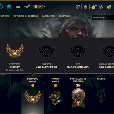 Unranked com 30 Champs e 2 Skins