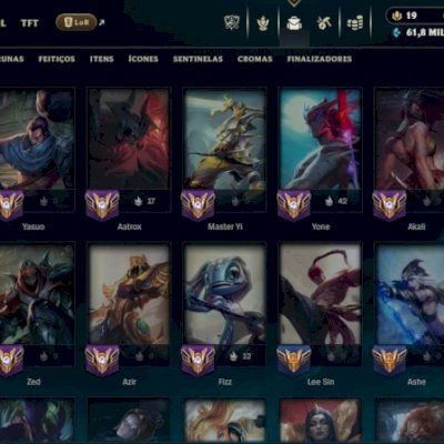 Conta lvl 346 conta criada em 2014, gold 4 ,302 skins, todos os champ,