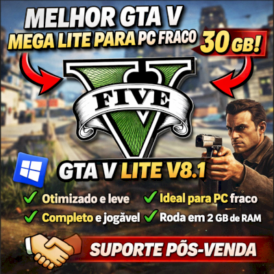 MELHOR GTA V MEGA LITE PARA PC FRACO  DE 2 GB DE RAM (GTA V LITE V8.1) 30 GB