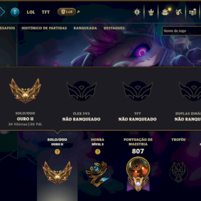 Ouro 2 com TODOS os Champs e 219 Skins ( MID / JG / SUP )