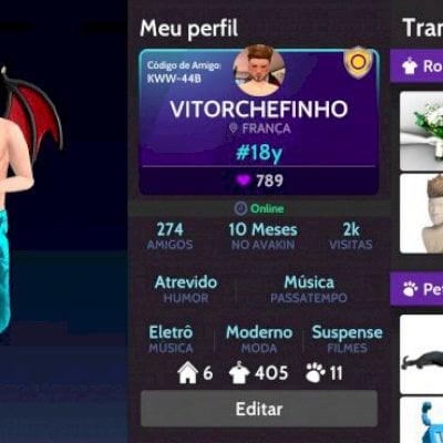 Conta avakin life nível 19 com muitos itens com um gasto de 150 reais