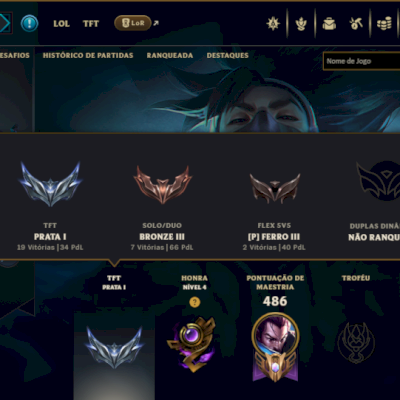 Bronze 3 com 120 Champs e 123 Skins ( MID / ADC / JG )